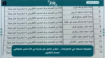 لمعرفة اسمك في الإفراجات.. إعلان عاجل من بلدية حي الأندلس لمعلمي مسار التغيير